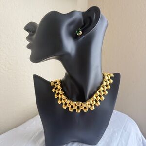 Vintage Gold Avon Statement Collar Necklace Bold  Link Design Showstopper